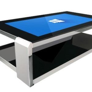 CMCT Mesa de Centro Táctil Increíble en Vidrio Negro y Acabado Metálico